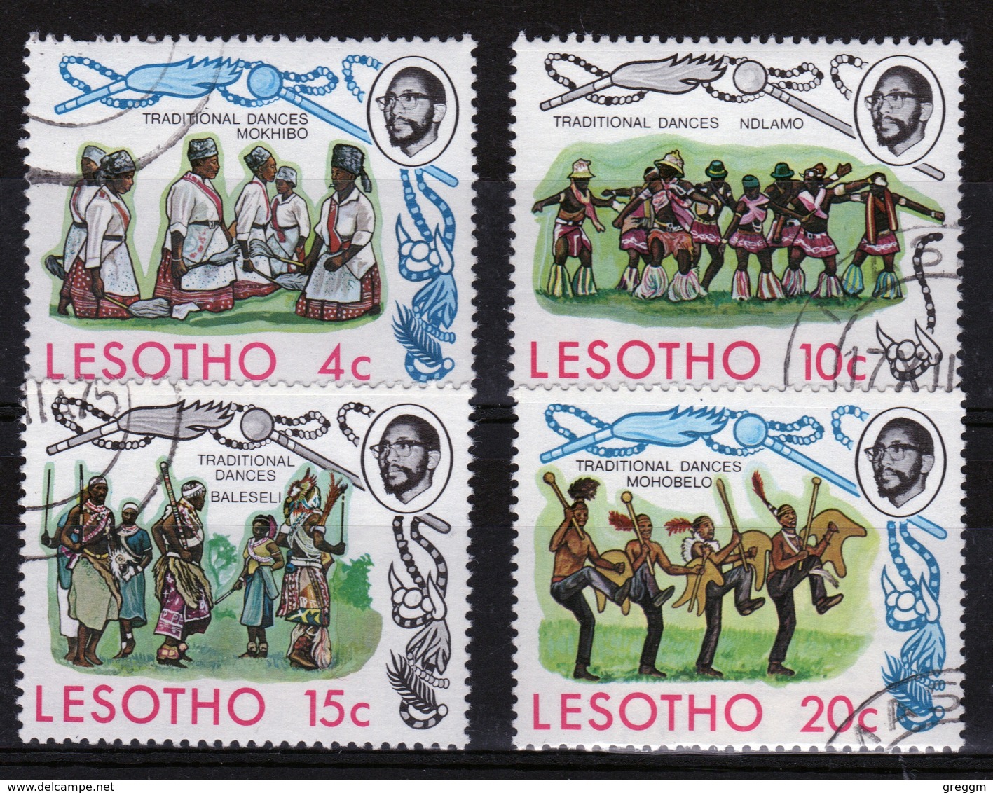 Lesotho 1975 Traditional Dances Fine Used Set Of Four Stamps. - Lesotho (1966-...)