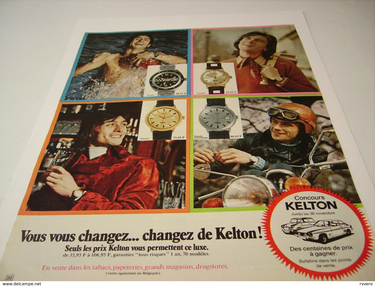 ANCIENNE PUBLICITE MONTRE KELTON  1971 - Autres & Non Classés