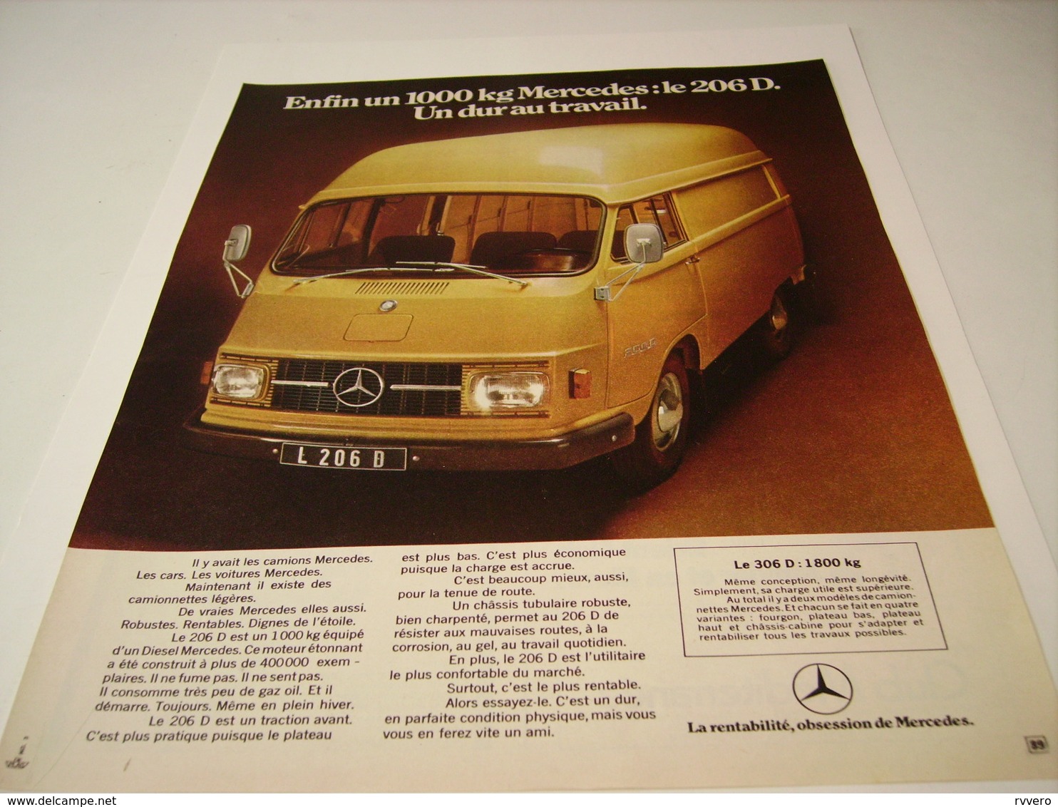 ANCIENNE PUBLICITE UTILITAIRE MERCEDES-BENZ 1971 - Vrachtwagens