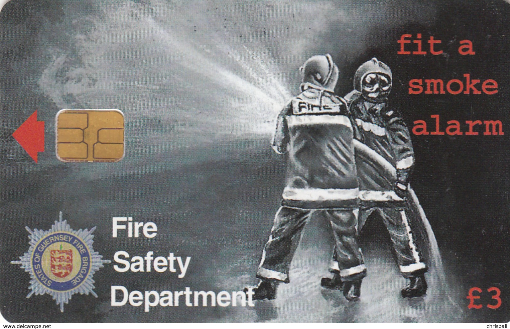 Guernsey Phonecard - £3 Fire Service - Superb Fine Used Condition - Jersey Et Guernesey