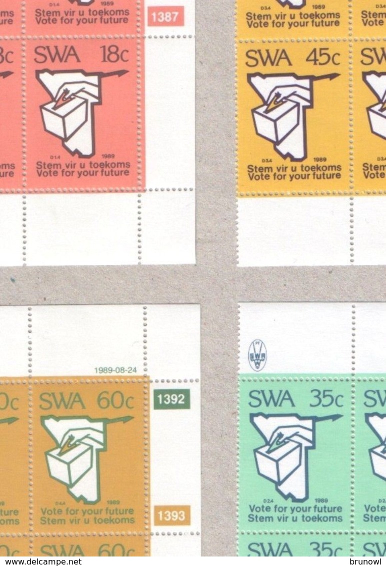 South West Africa 1989 Elections Set Of MNH Stamps In Blocks - Africa (Other)