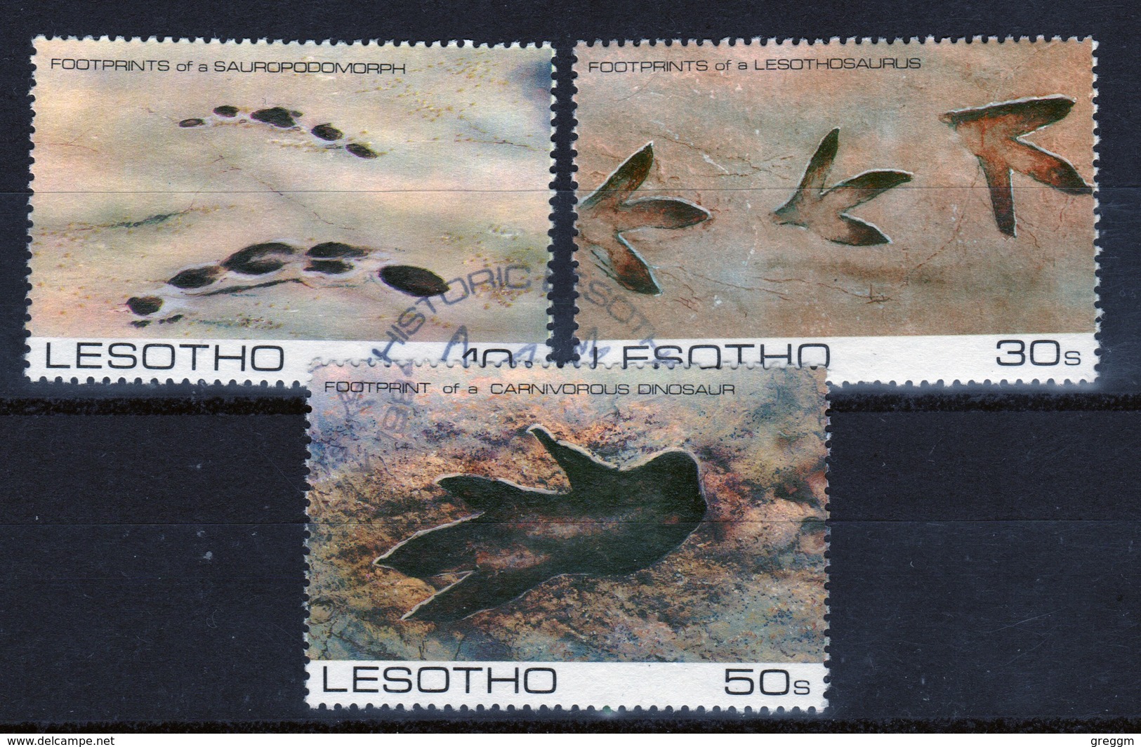 Lesotho 1984 Prehistoric Footprints Fine Used Set Of Three Stamps. - Lesotho (1966-...)