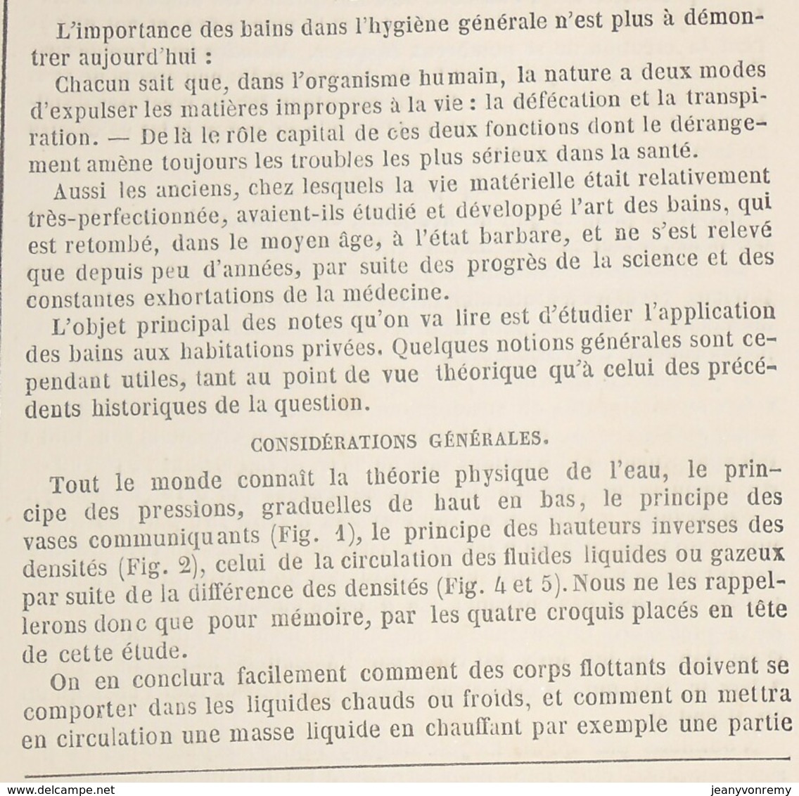 Plan Des Bains Dans Les Habitations Privées. 1869 - Opere Pubbliche