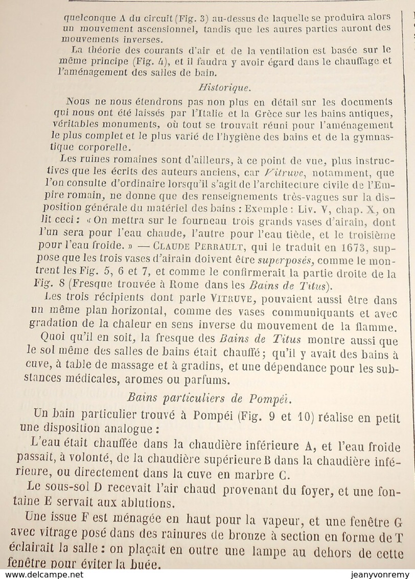 Plan Des Bains Dans Les Habitations Privées. 1869 - Travaux Publics