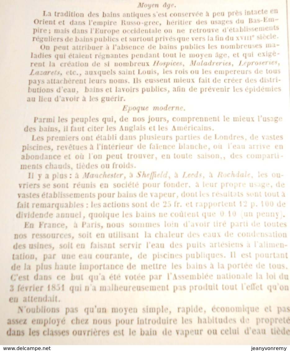 Plan Des Bains Dans Les Habitations Privées. 1869 - Travaux Publics