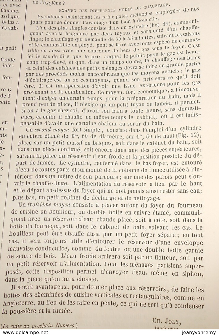 Plan Des Bains Dans Les Habitations Privées. 1869 - Travaux Publics