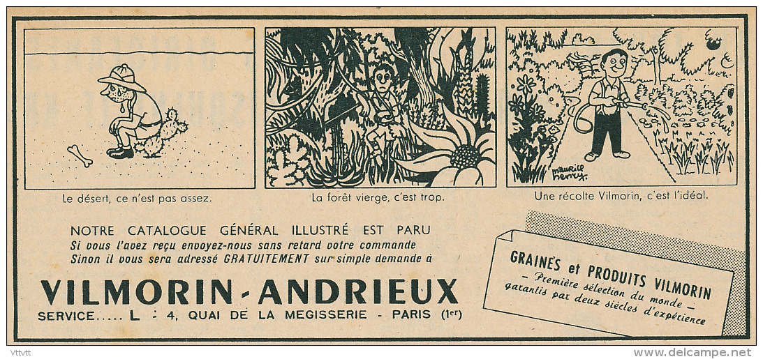 Ancienne Publicite (1954) : VILMORIN-ANDRIEUX, Graines Et Produits Vilmorin, Quai De La Megisserie, Paris - Pubblicitari