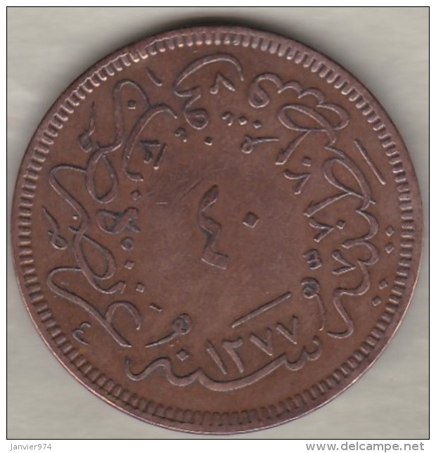 Turquie . 40 Para AH 1277 Année 4 . Sultan Abdul Aziz .KM# 702 - Turquie