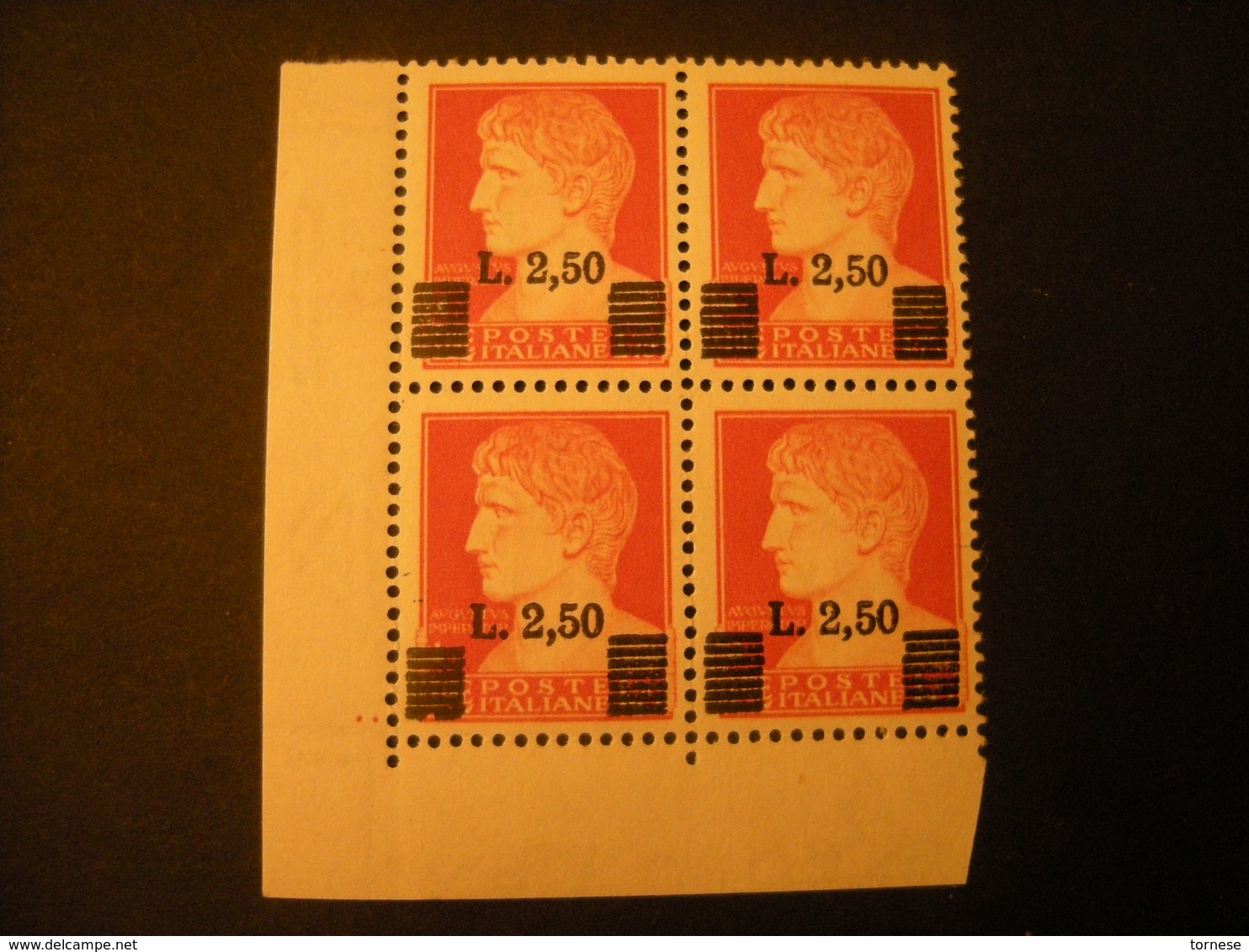 LUOGOTENENZA - 1945, Francobollo N. 254 Soprast. Quartina, Sass N. 523, MNH** LUSSO OCCASIONE - Nuovi