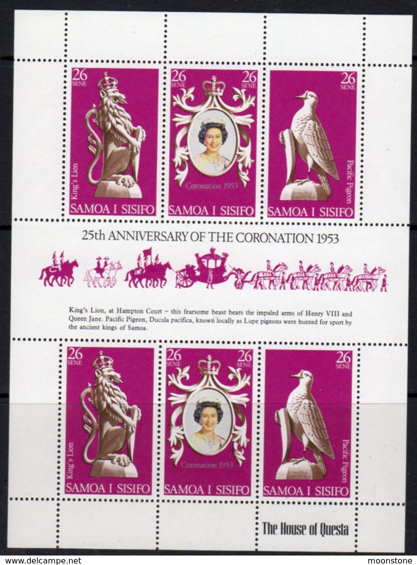 Samoa 1978 25th Anniversary Of Coronation Sheetlet, MNH, SG 508/10 - Samoa