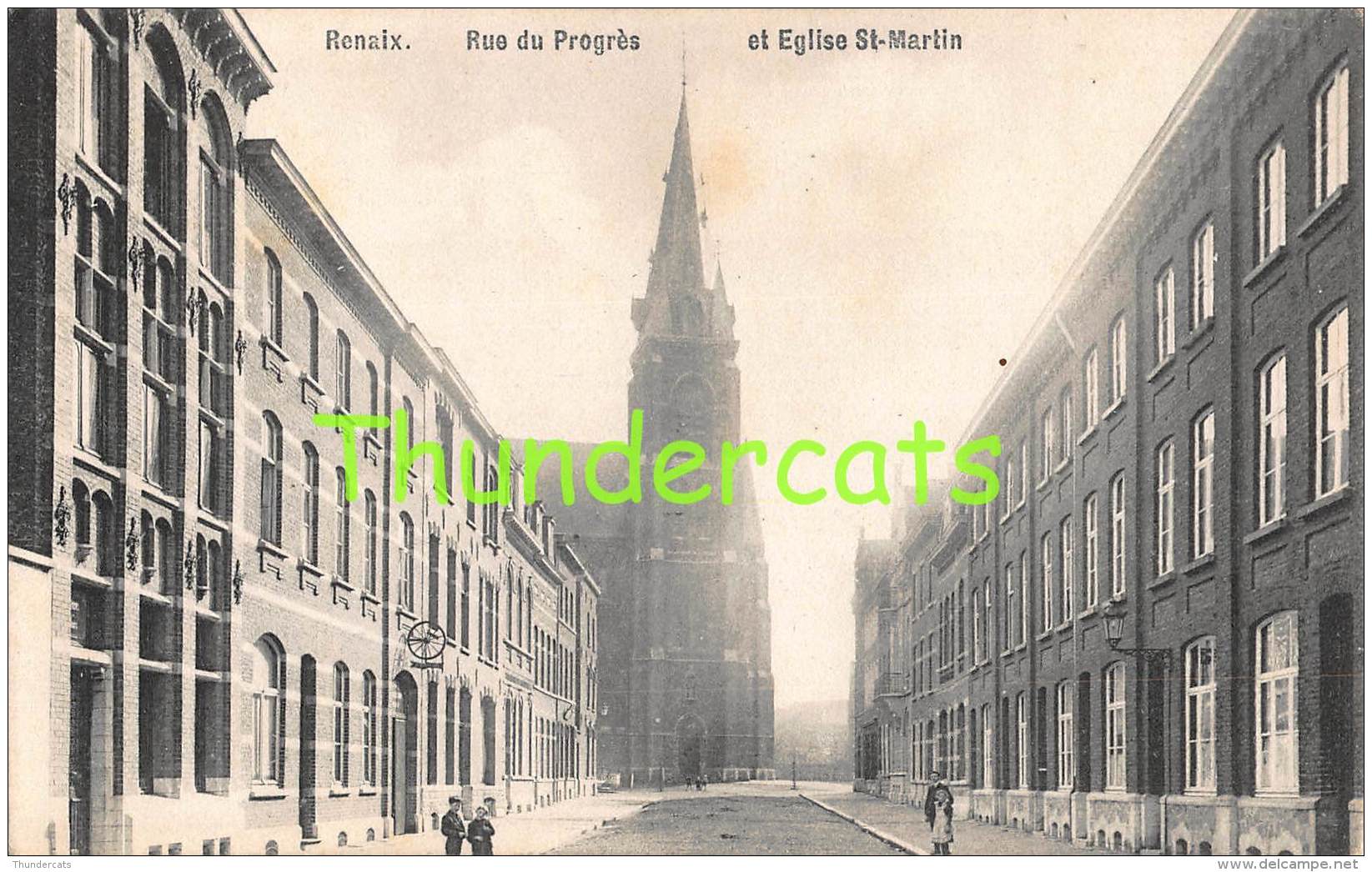 CPA RENAIX RUE DU PROGRES ET EGLISE ST MARTIN - Renaix - Ronse