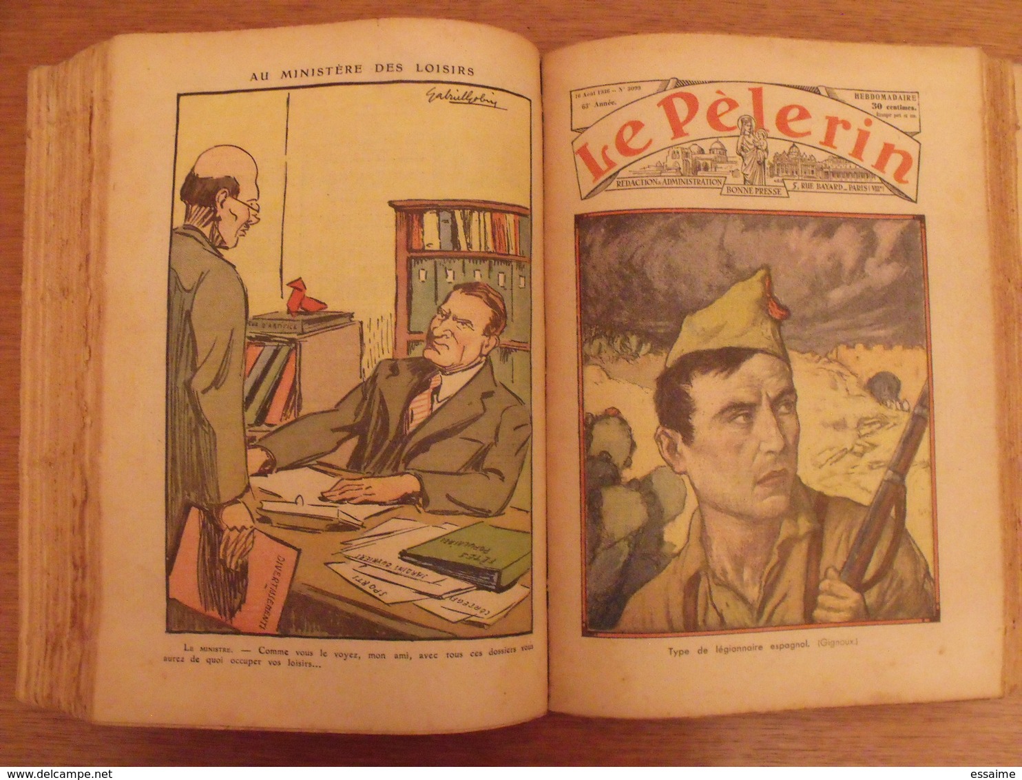 reliure recueil Le pélerin de 1936 (janvier/décembre). nombreuses illustrations BD