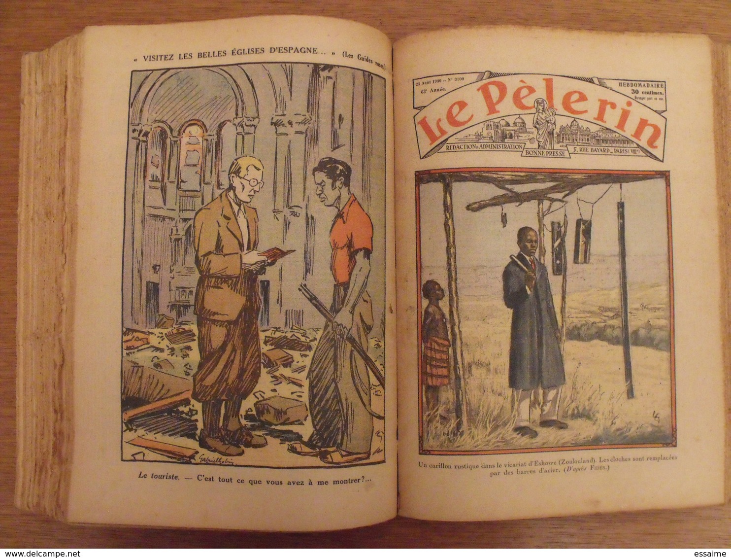 reliure recueil Le pélerin de 1936 (janvier/décembre). nombreuses illustrations BD