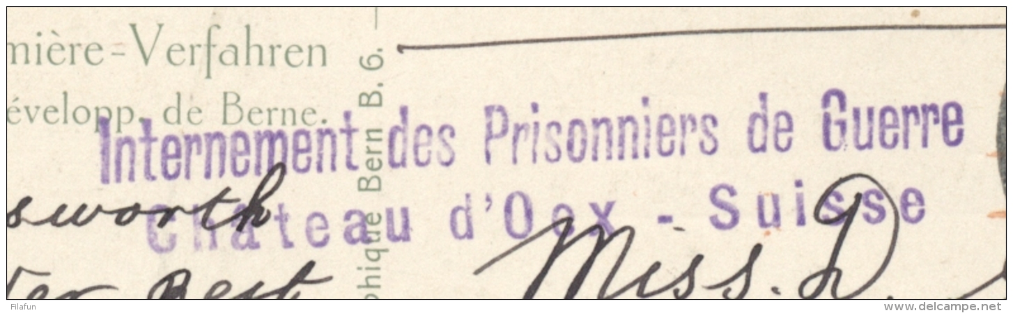 Schweiz - 1916 - POW-card British Prisoner Sent From Chateau D'Oex To London / UK - Documenten