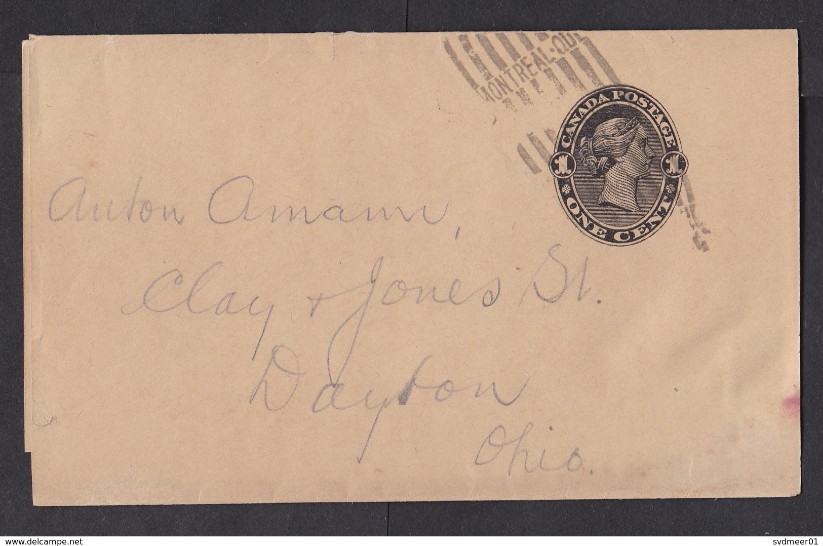 Canada: Stationery Wrapper To USA, Cancel Montreal (minor Damage) - Brieven En Documenten