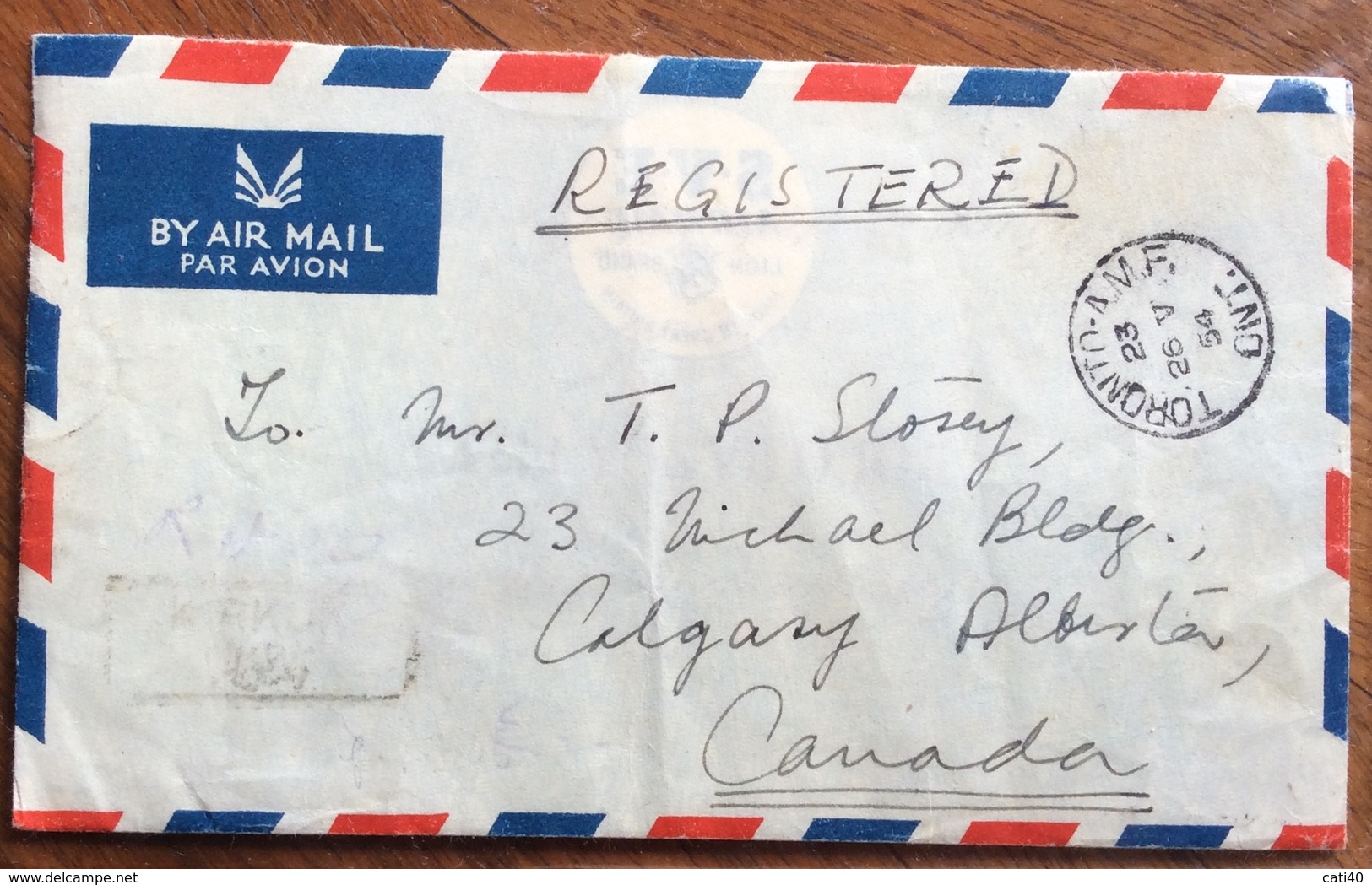 IRAQ RACCOMANDATA PAR AVION DA BARDAD A CALGARY ALBERTA VIA TORONTO CANADA IN DATA 26/5/54 - Storia Postale