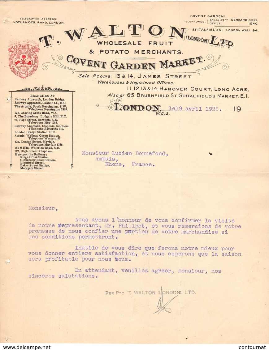 ANGLETERRE LONDON COURRIER 1932 Covent Garden Market WALTON      A24 - Regno Unito