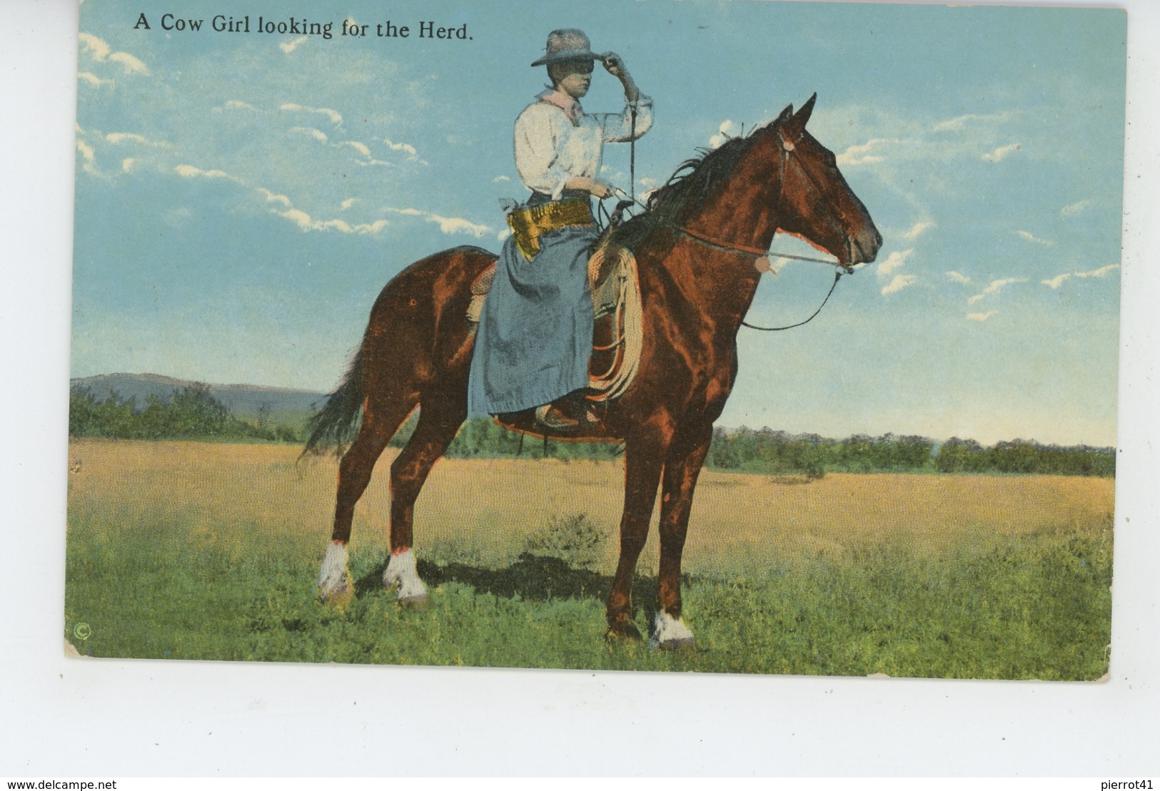 ETHNIQUES ET CULTURES - AMERIQUE - CHEVAUX - HORSE -  A Cow Girl Looking For The Herd - Amérique