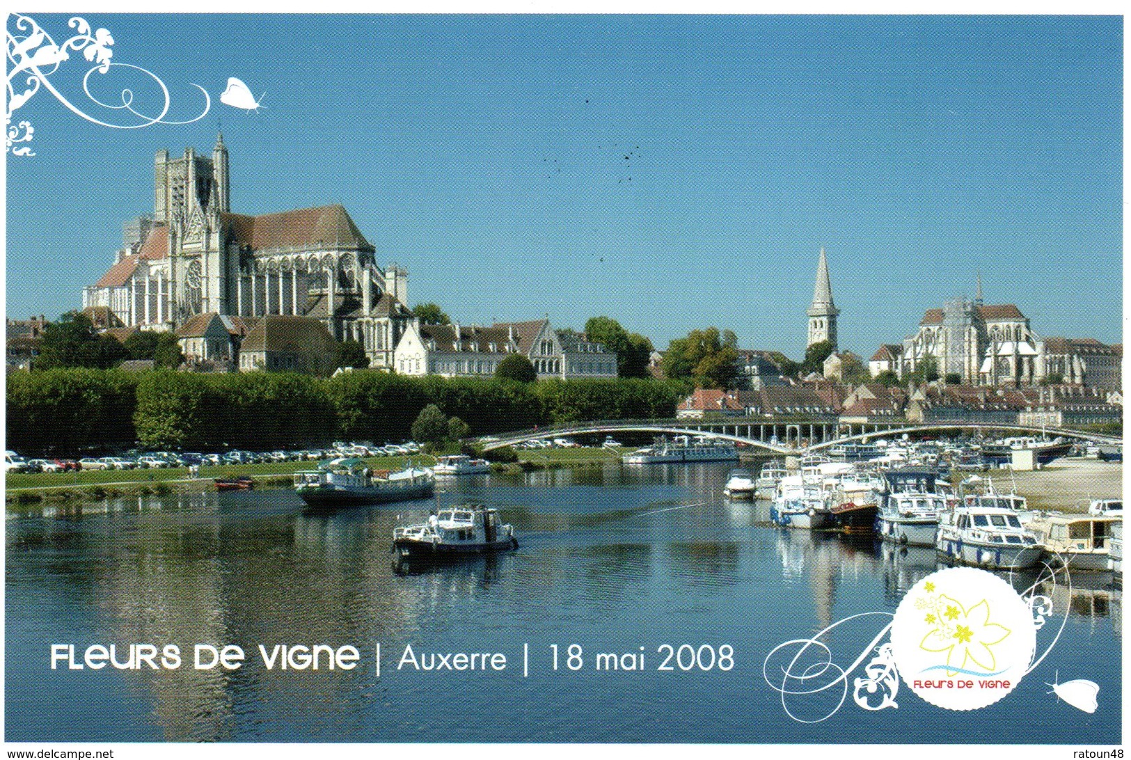 CP   Avec Cachet  De La Fête Fleur De Vigne à Auxerre Le 18 Mai 2008 - Wein & Alkohol