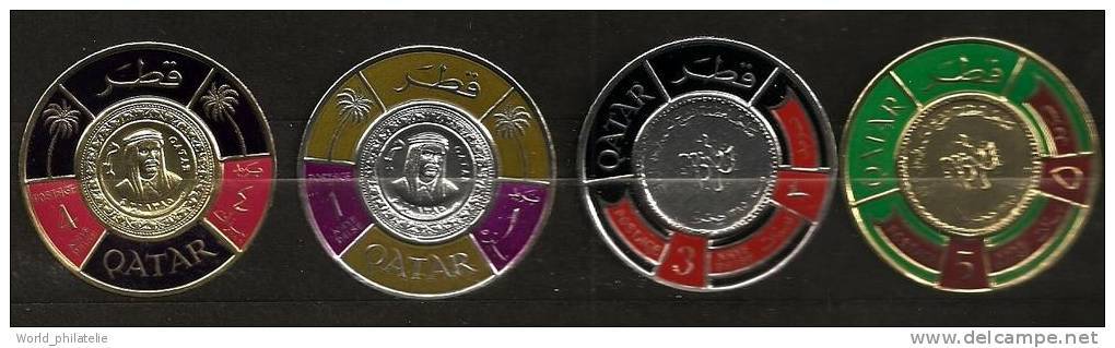 Qatar 1966 N° 103 / 6 Iso ** Conférence Monétaire Du Glofe Persique, Ronds, Pièce De Monnaie, Argent, Or, Palmiers - Qatar