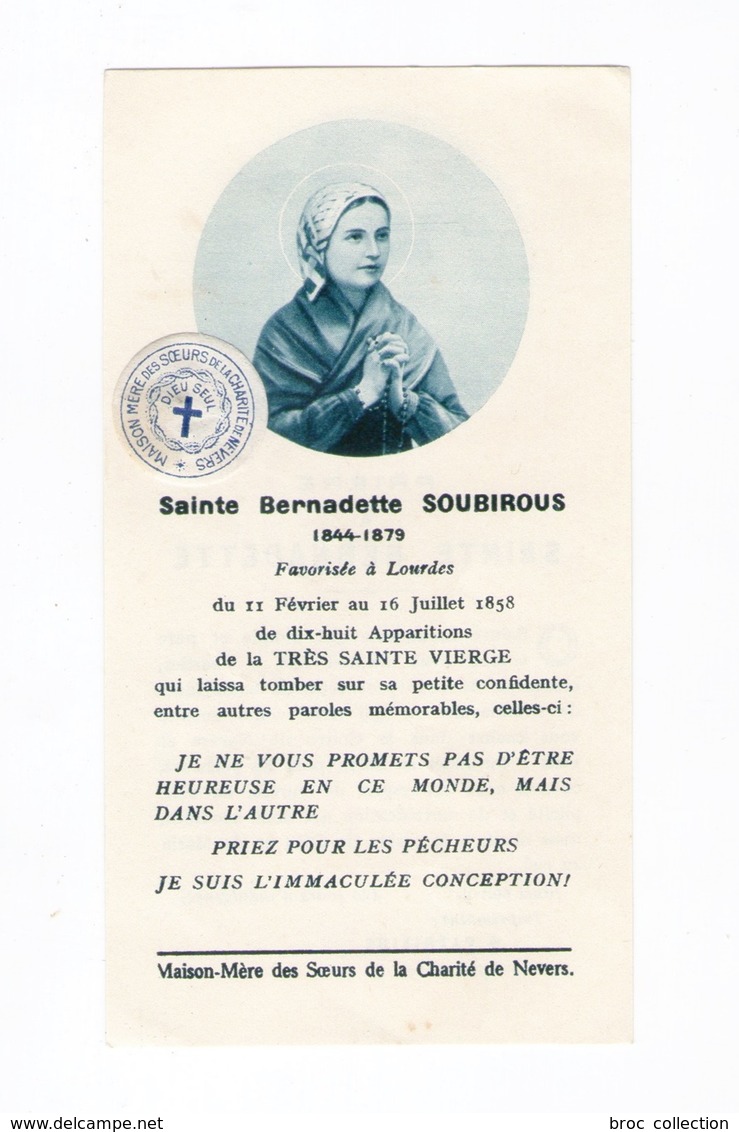 Relique Sainte Bernadette Soubirous, étoffe Non Précisée (Lourdes, Nevers) - Imágenes Religiosas