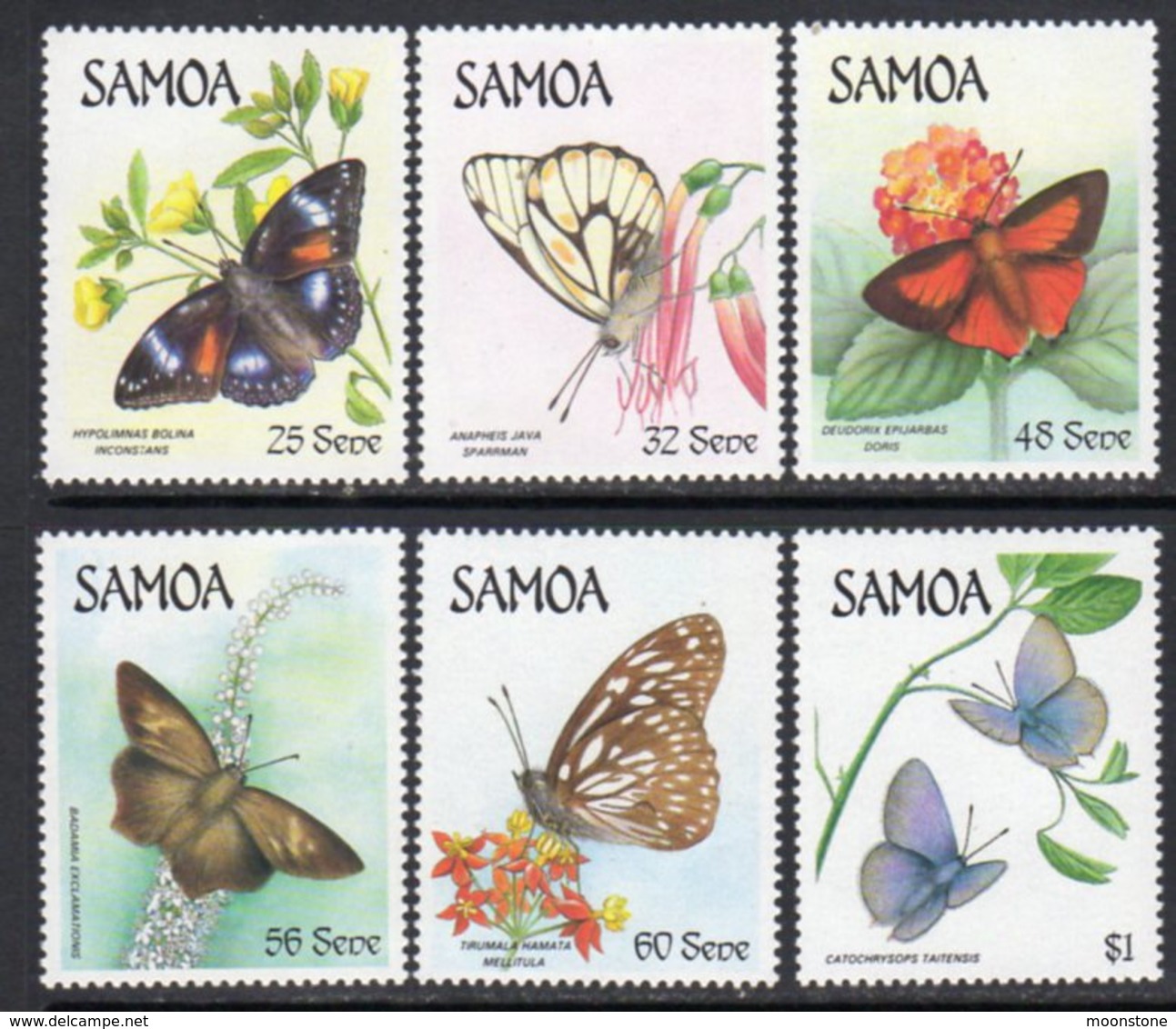 Samoa 1986 Butterflies Set Of 6, MNH, SG 716/21 - Samoa