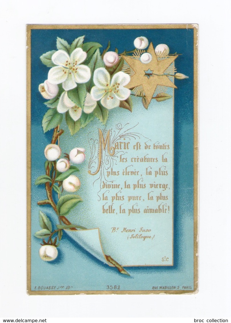 Citation Du Bienheureux Henri Suzo Sur La Vierge Marie, étoile Et Fleurs, éd. E. Bouasse Jne N° 3582 - Devotion Images