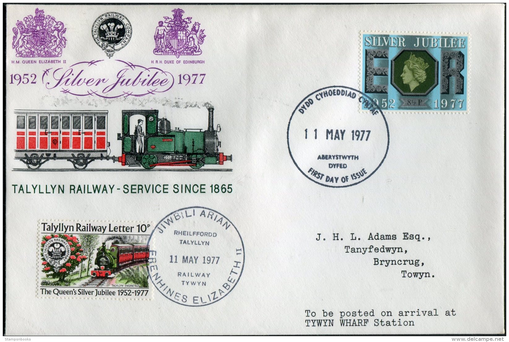 1977 GB Wales Talyllyn Railway, H.M. Queen Silver Jubilee, Train Cover - Covers & Documents