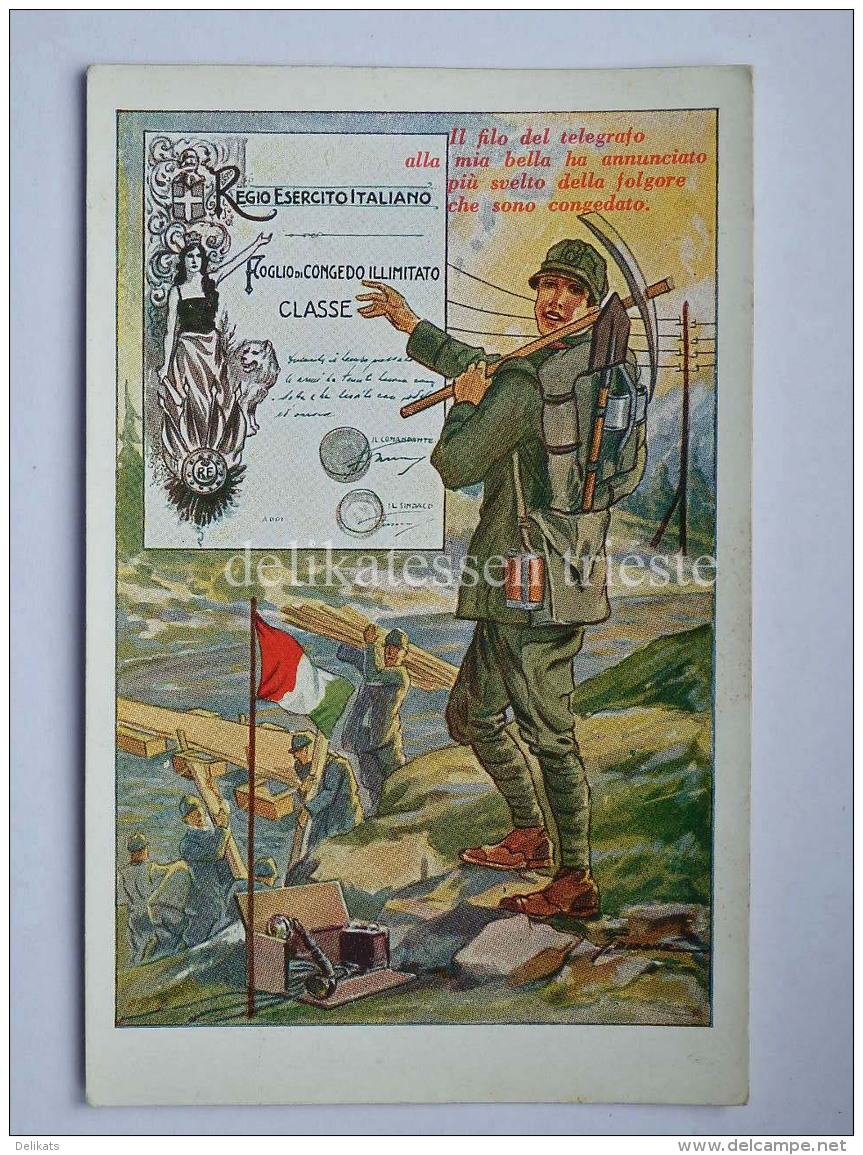 MILITARI REGIO ESERCITO Telegrafo Foglio Di Congedo Vecchia Cartolina Illustrata - Oorlog 1914-18