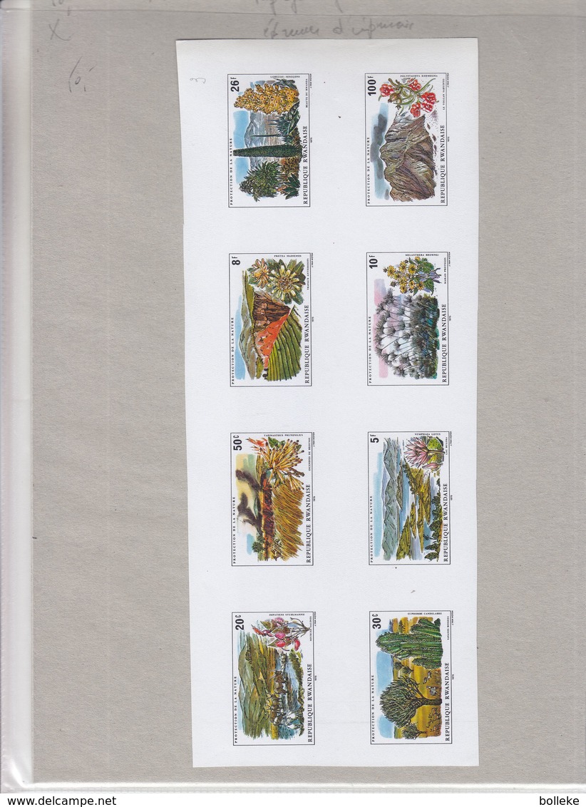 Rwanda - épreuve D'imprimerie De La Série 682 / 89 De 1975 - Protection De La Nature - Paysage Et Fleurs - Unused Stamps