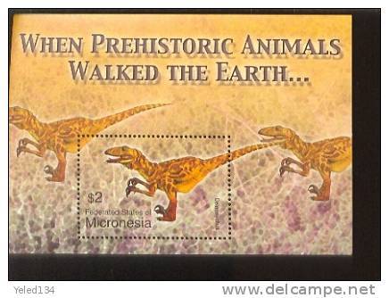 MICRONESIA  619 MINT NEVER HINGED SOUVENIR SHEET OF DINOSAURS   #   314-5 ( - Préhistoriques