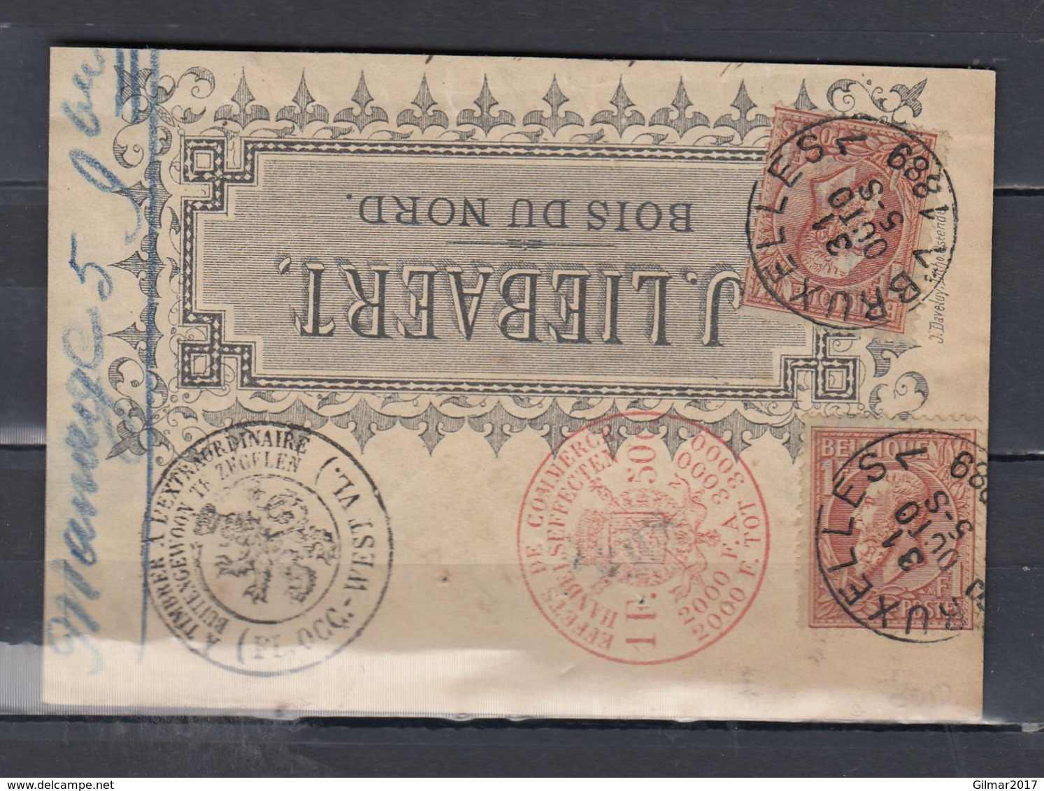 Briefstukje Bruxelles 7 Bois Du Nord - 1884-1891 Leopold II
