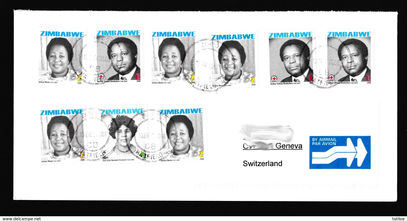 Zimbabwe Cover With 2008 Heroes / Hatfield Postmark (Simbabwe) / Inflation Period / Red Cross - Zimbabwe (1980-...)