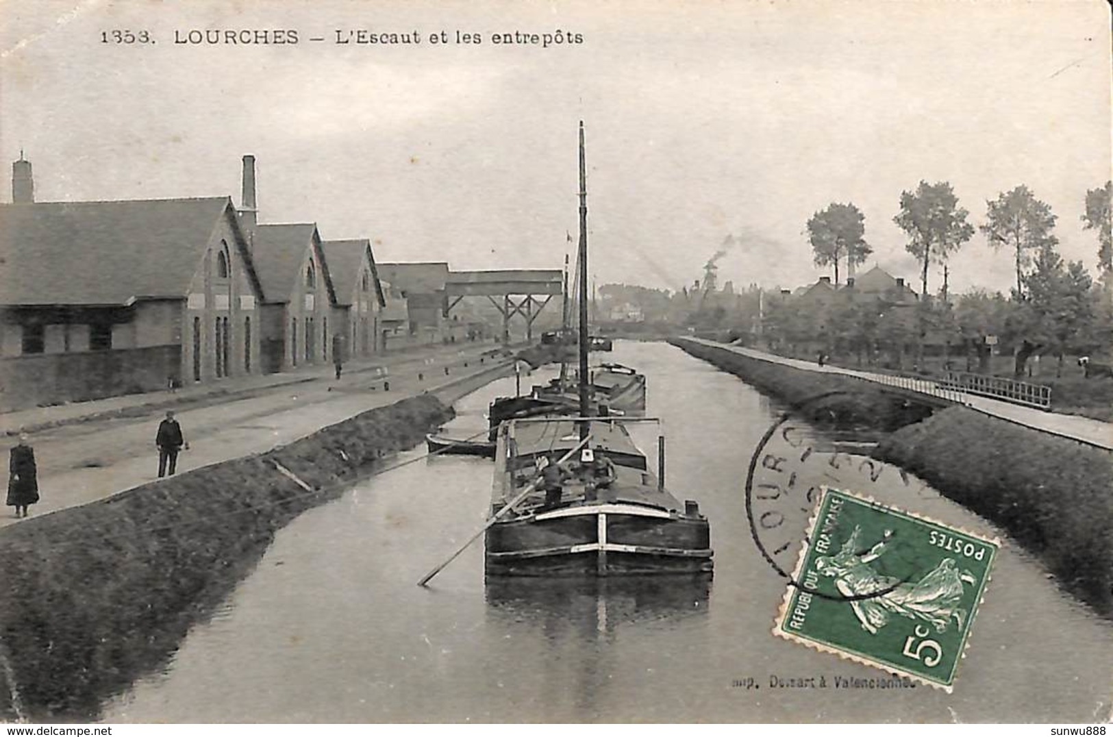 Lourches - L'Escaut Et Les Entrepôts (animée, Batellerie, Péniche) - Chiatte, Barconi