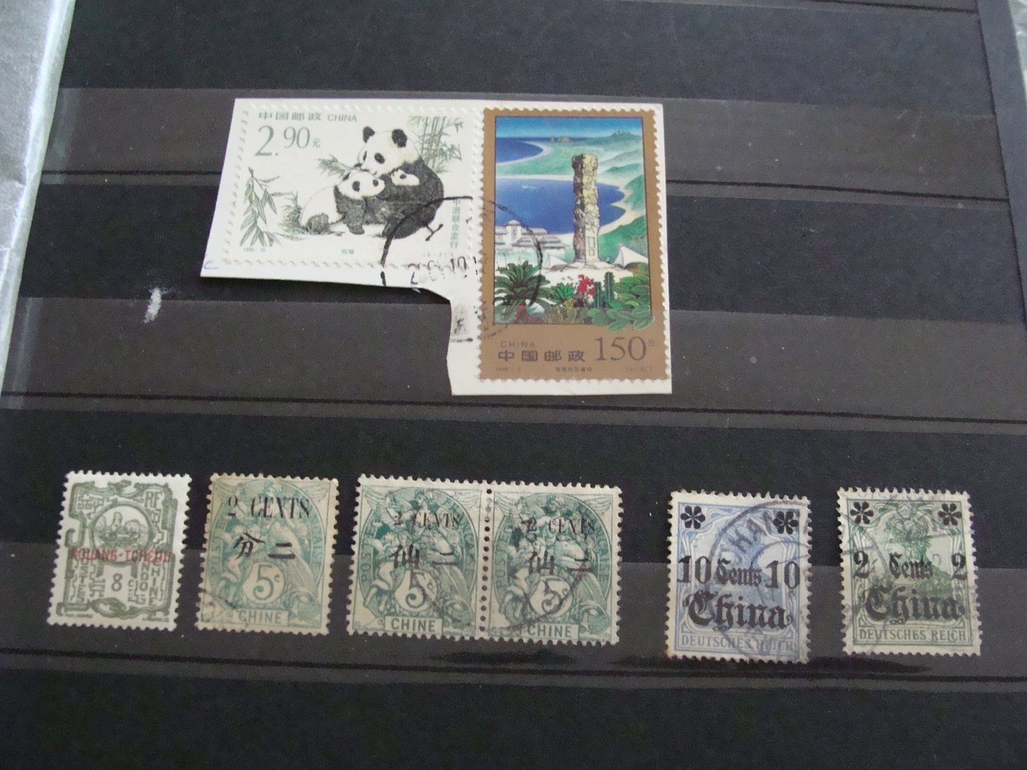 LOT CHINE CHINA 320 TIMBRES ANNEES 1910 A 1970 SUR PLANCHES AVEC PHOTOS