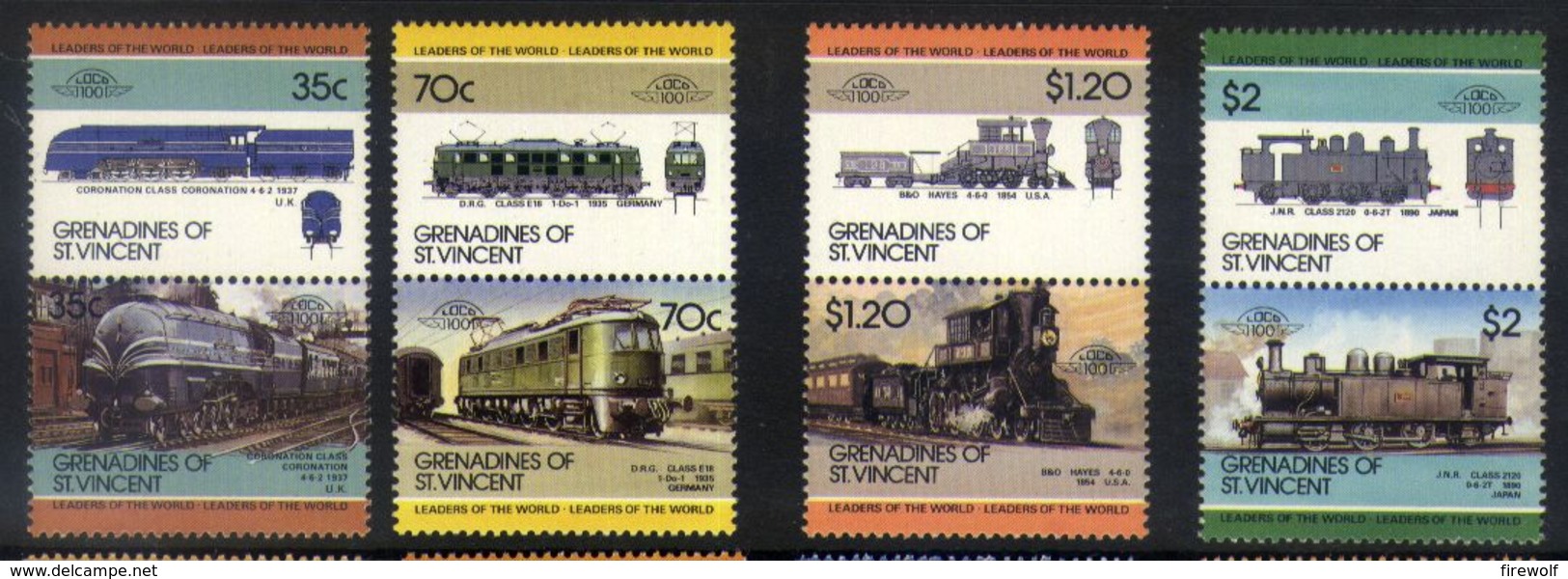 A35 - Grenadines Of St Vincent - 1985 - SG 412/419 - Railways Locomotives - Trains