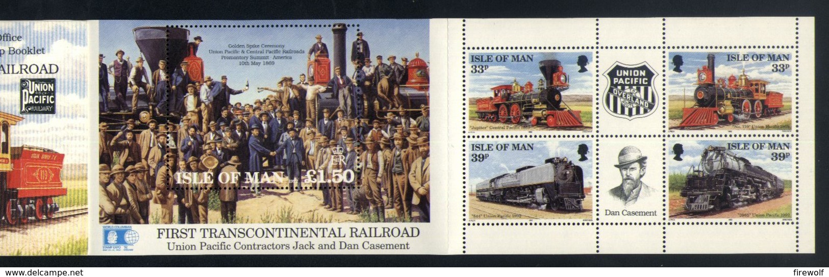 A36 - Isle Of Man - 1992 - Booklet - Trains Railways / Golden Spike / Jupiter Central Pacific / Union Pacific - Eisenbahnen