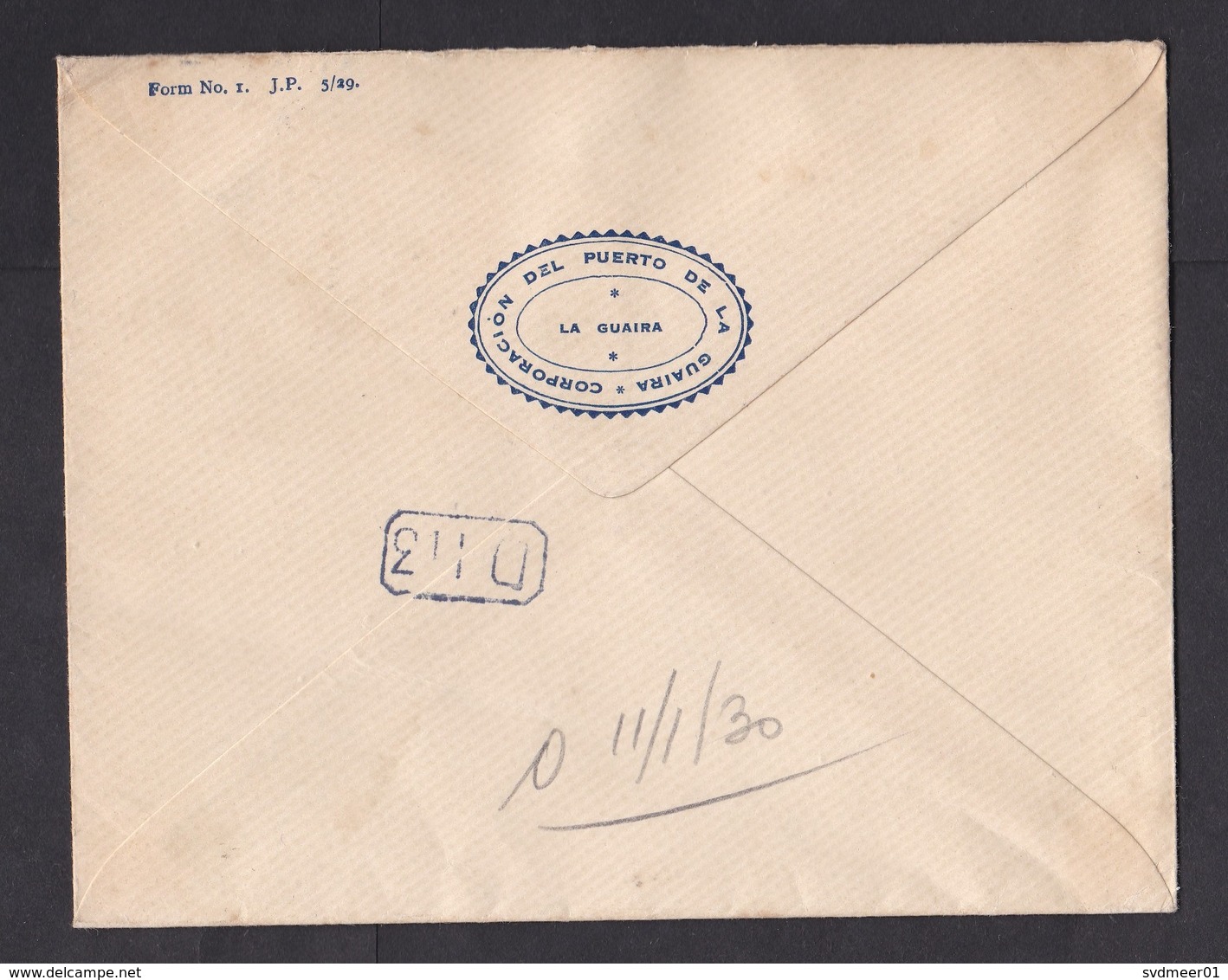 Venezuela: Cover To Netherlands, 1929, 1 Stamp, Bolivar, History (minor Damage, See Scan) - Venezuela