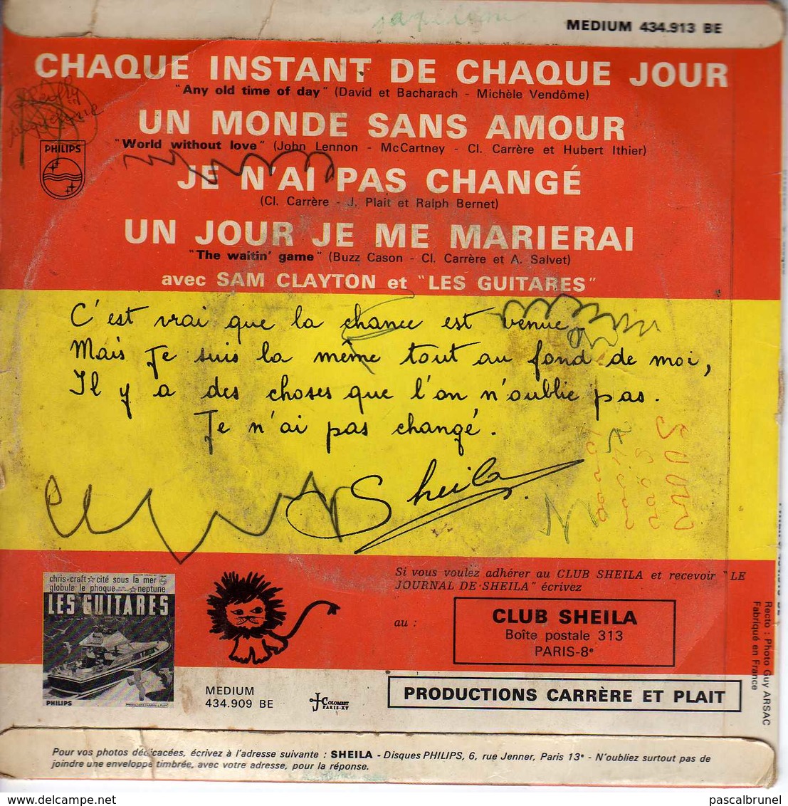 SHEILA - 6 Eme DISQUE - CHAQUE INSTANT DE CHAQUE JOUR - Disco, Pop