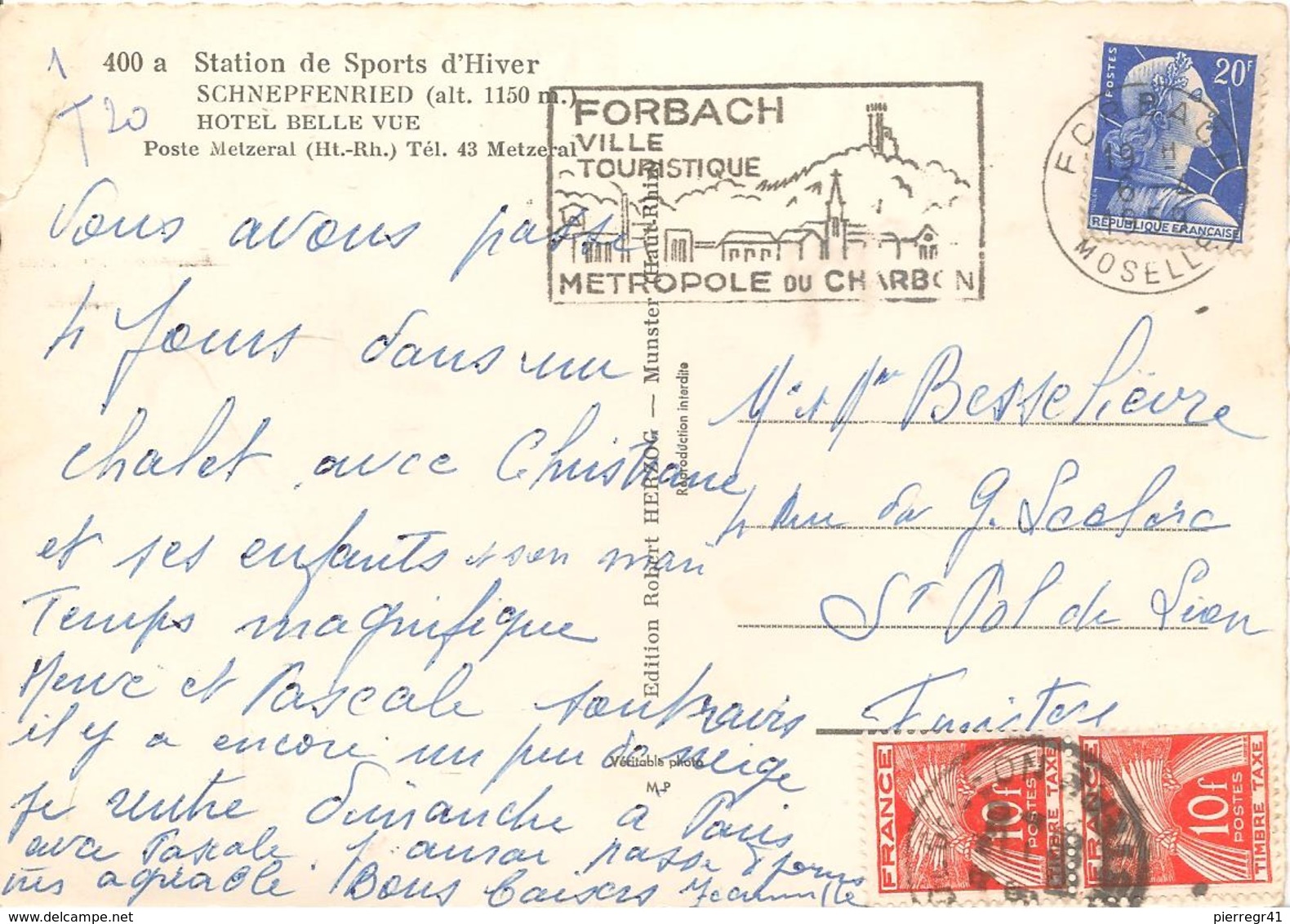 CPA-1955-68-SCHNEPFENRIED-STATION De SPORTS D HIVER-HOTEL BELLE VUE--TBE - Autres & Non Classés