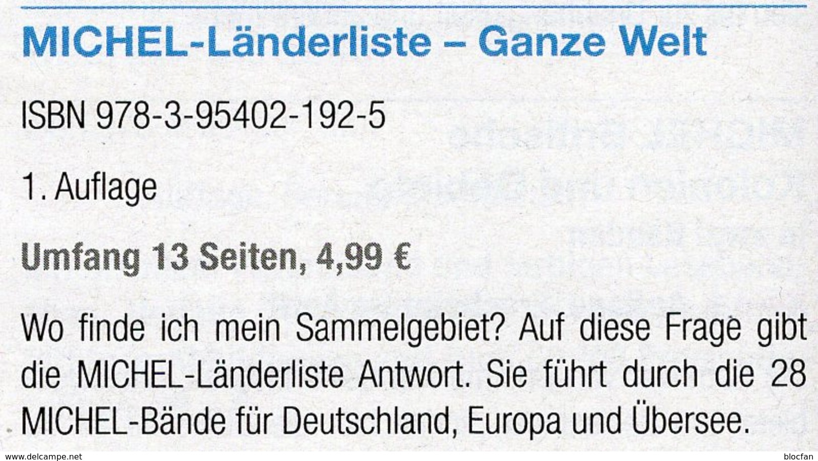 MICHEL Länder-Liste 2017 Neu 5€ Länderübersicht A-Z Katalog Der Ganzen Welt Document Stamps Catalogues Of The World - Sonstige & Ohne Zuordnung