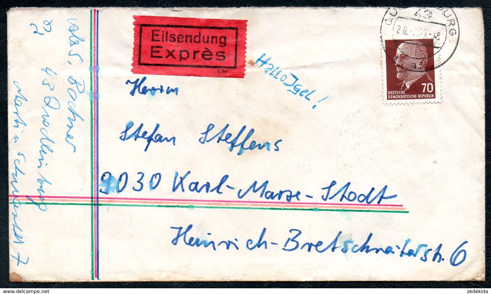 3449 - Beleg - Quedlinburg - Einschreiben 1971 Nach Karl Marx Stadt Bahnpost Bahnpoststempel - Briefe U. Dokumente