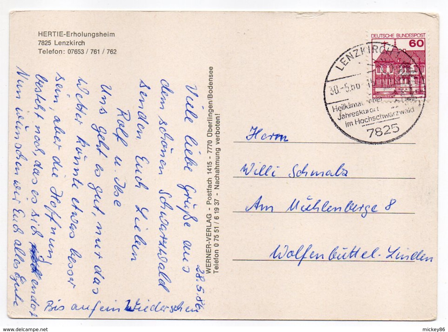 Allemagne -- LENZKIRCH  -- Hertie Erholungsheim  --Timbre -- Cachet - Autres & Non Classés