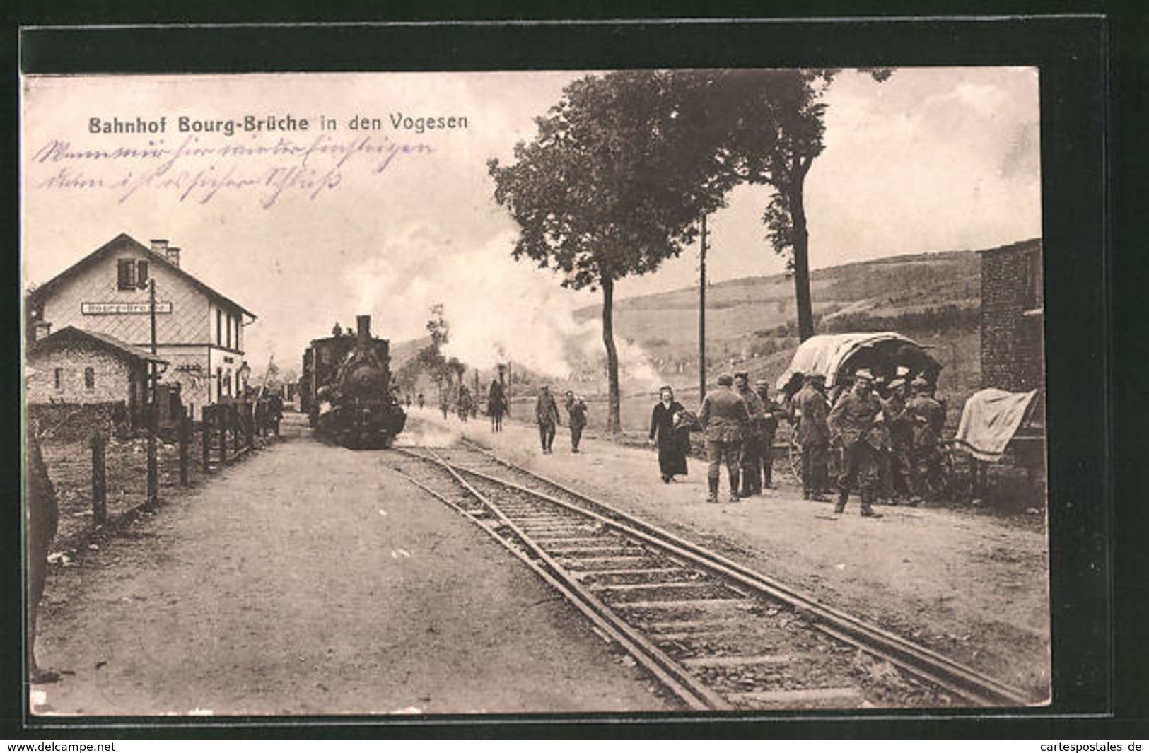 CPA Bourg-Bruche, Train Am La Gare Des Vogesenortes - Autres & Non Classés