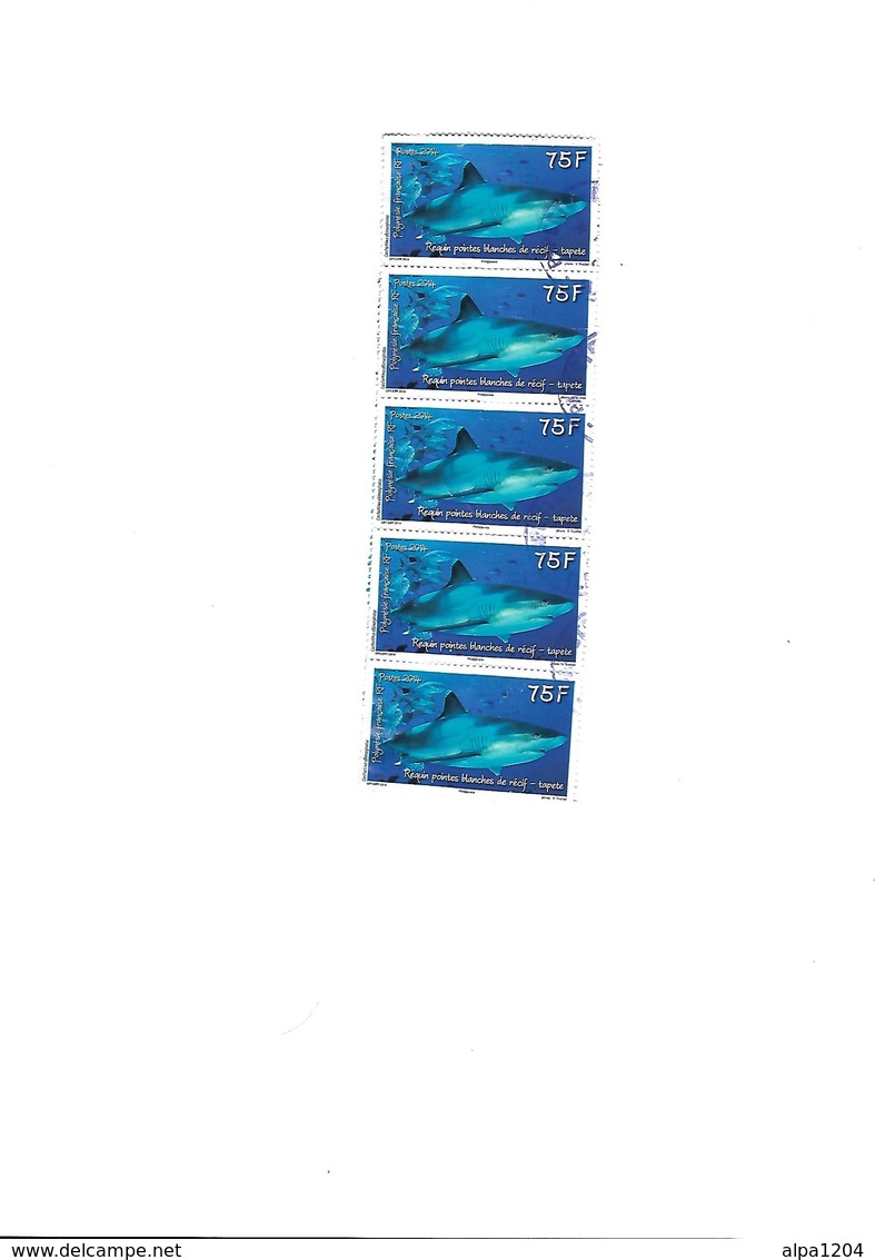 CINQ TIMBRES  IDENTIQUES   "REQUIN POINTES BLANCHES DE RECIF - TAPETE" - OBLITERES - Usados