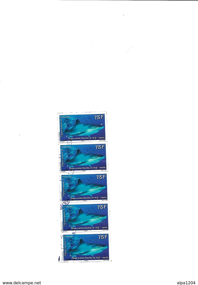 CINQ TIMBRES  IDENTIQUES   "REQUIN POINTES BLANCHES DE RECIF - TAPETE" - OBLITERES - Gebruikt