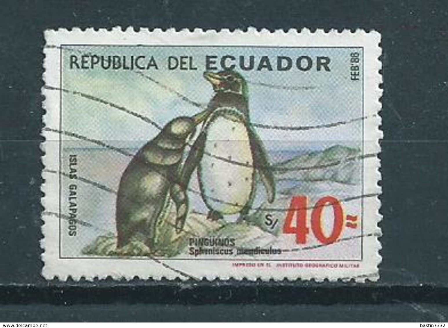 1986 Ecuador Pinquin,birds,oiseaux Used/gebruikt/oblitere - Ecuador