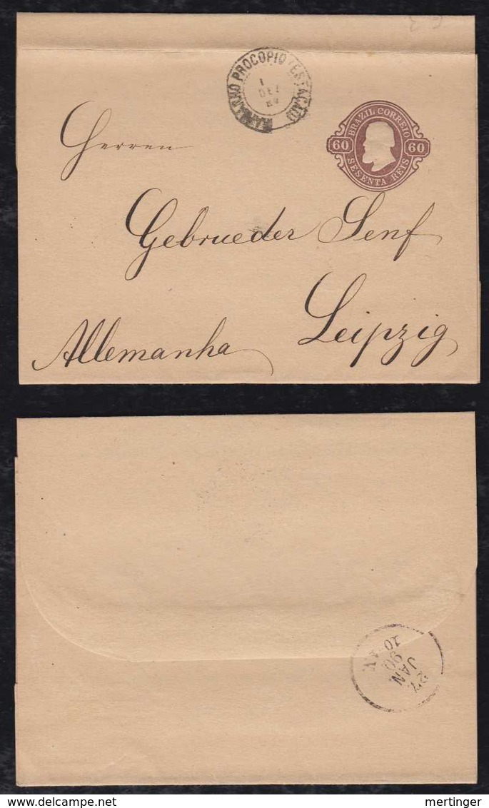 Brazil Brasil 1889 CT-03 Wrapper 60R MARIANNO PROCOPIO To LEIPZIG Germany - Postwaardestukken