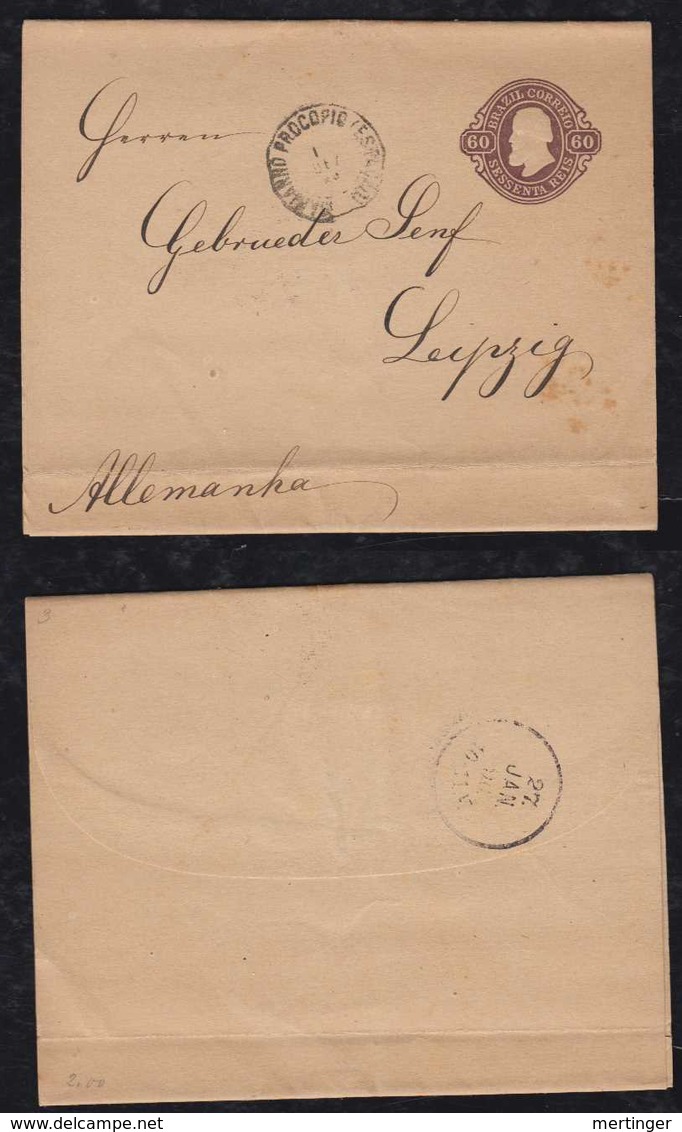 Brazil Brasil 1889 CT-06 Wrapper 60R MARIANNO PROCOPIO To LEIPZIG Germany - Entiers Postaux