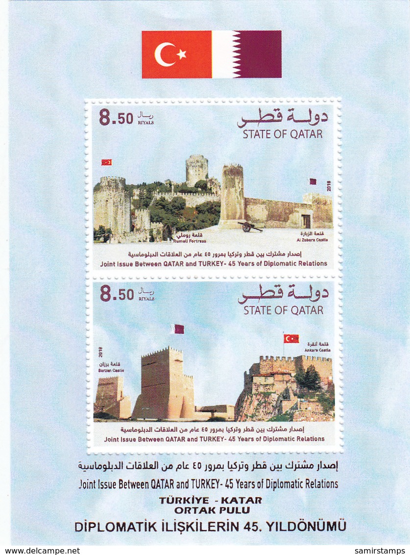 Qatar New Issue 2018, 45th Year Of Dipl Relations With Turket Issued Souv.sheet Only Compl.MNH-SKRILL PAY ONLY - Qatar